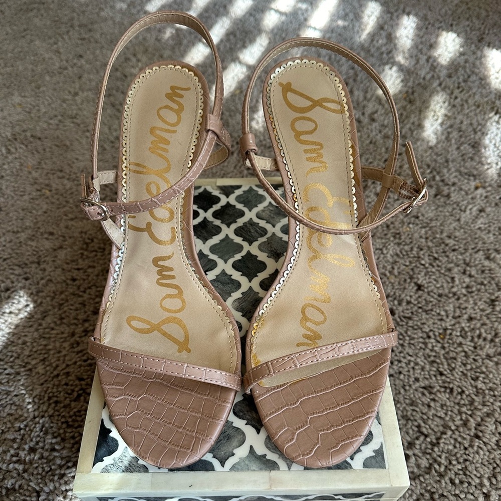 Sam Edelman Dara Womens Faux Leather Adjustable Slingback Heels size 9